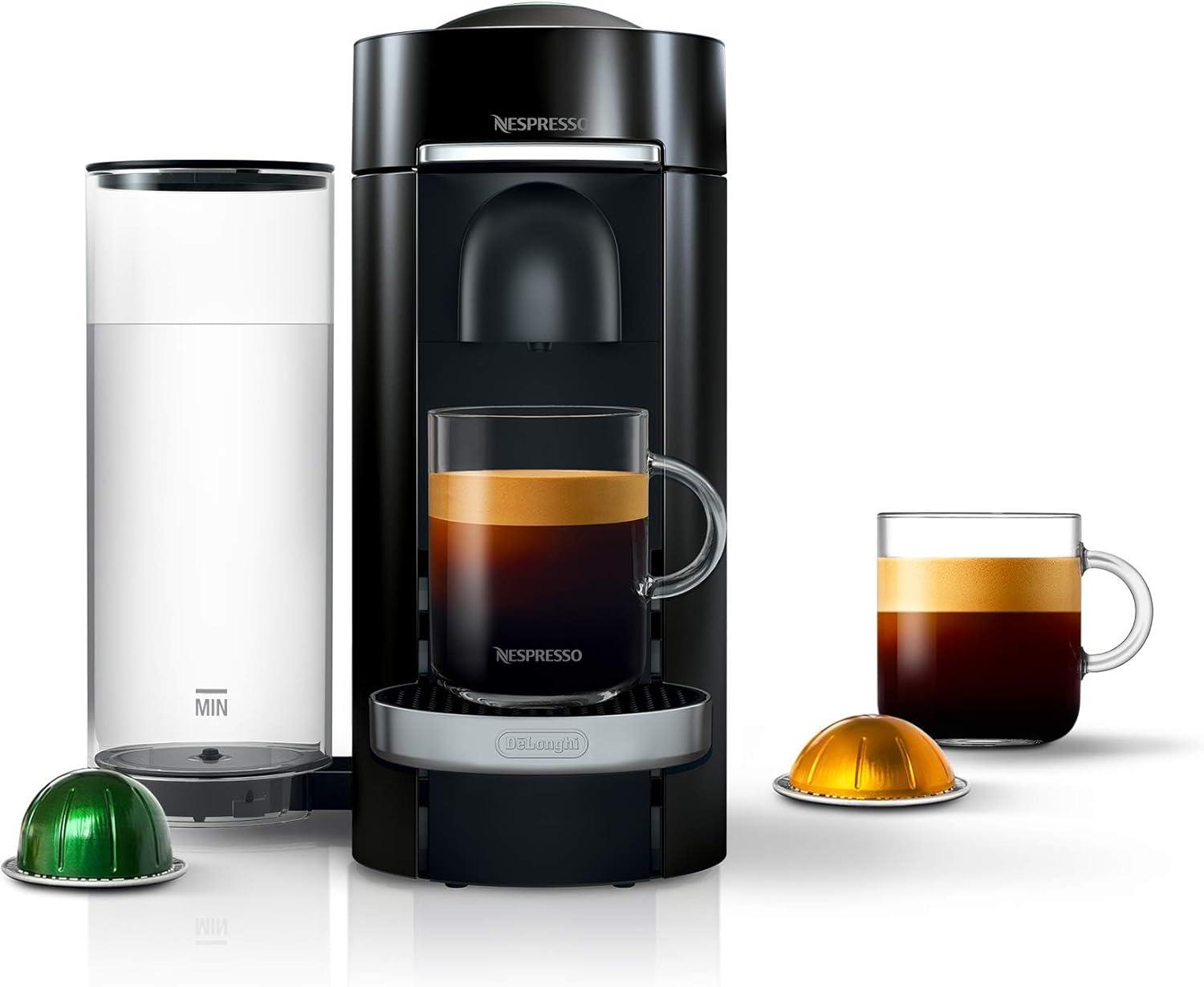 imageNespresso Vertuo Plus Deluxe Coffee and Espresso Maker by DeLonghi Titan with Aeroccino Milk Frother 110 VoltsBlack