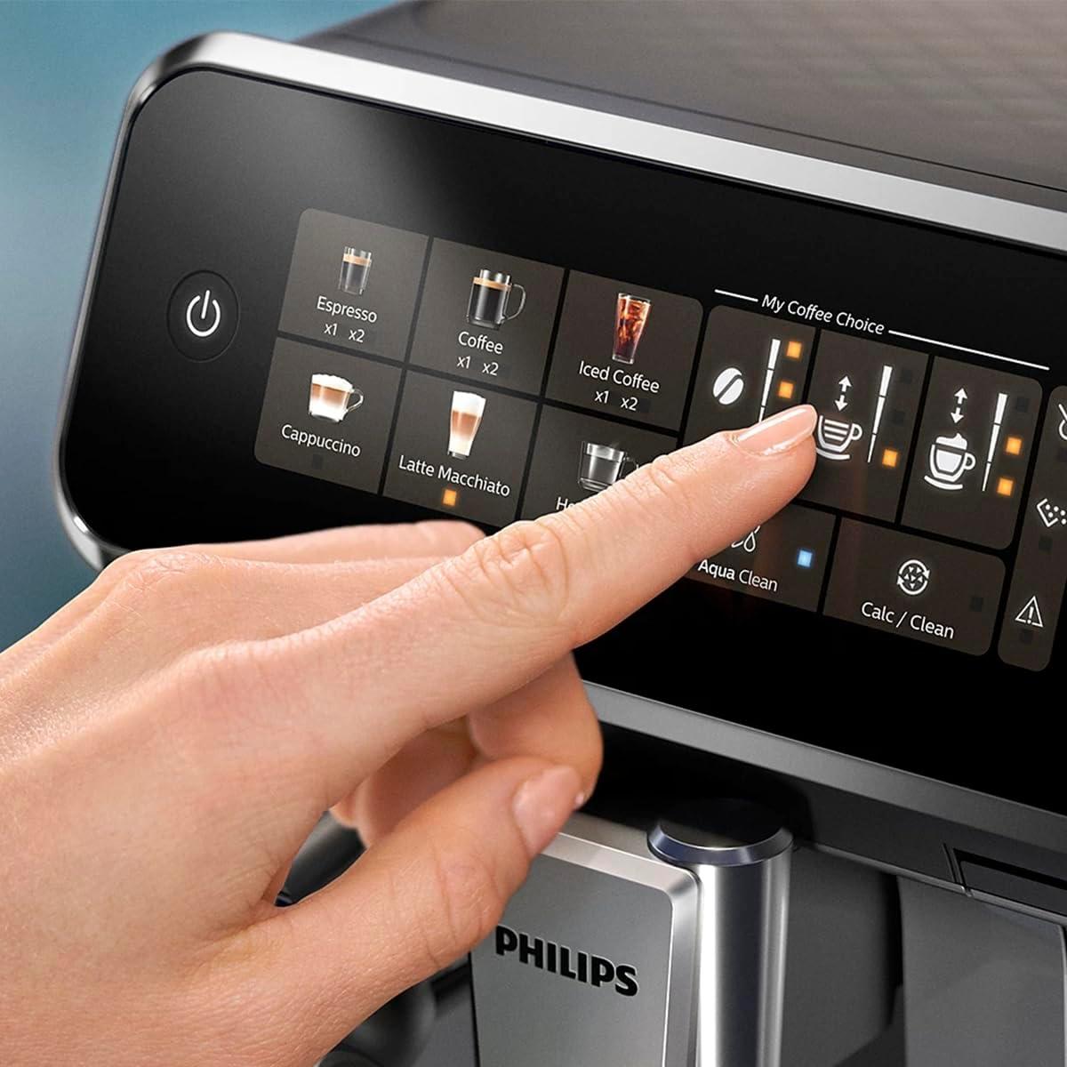 imagePhilips 3300 Series Fully Automatic Espresso Machine with integrated milk frother and grinder 5 Hot amp Iced Coffee PreSets 40 Quieter SilentBrew 15Bar Pressure Glossy Black EP332690Glossy Black Ep 3347 90