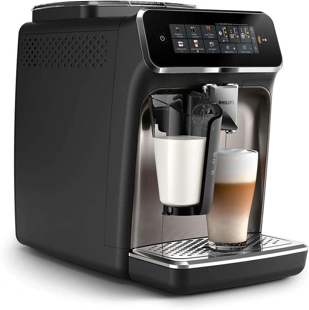 imagePhilips 3300 Series Fully Automatic Espresso Machine with integrated milk frother and grinder 5 Hot amp Iced Coffee PreSets 40 Quieter SilentBrew 15Bar Pressure Glossy Black EP332690Glossy Black Ep 3347 90