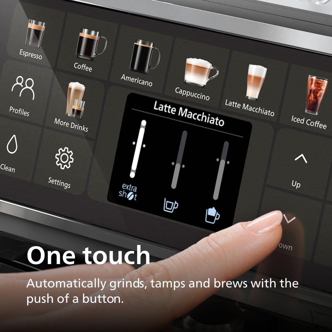 imagePhilips 5500 Series Fully Automatic Espresso Machine LatteGo Milk System Integrated Grinder 20 Hot amp Iced Coffee PreSets Quick Start SilentBrew 15Bar Pressure Black Chrome EP554494Black chromed