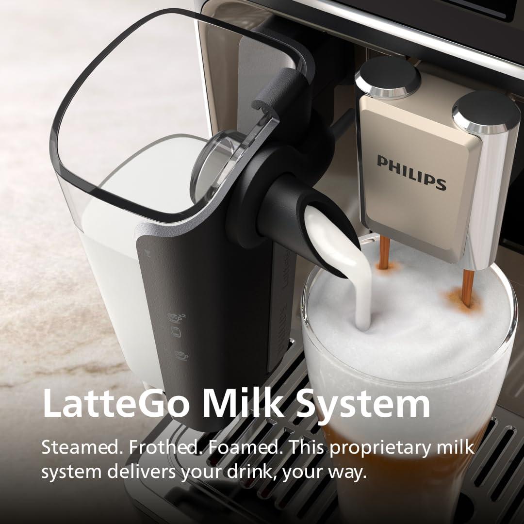 imagePhilips 5500 Series Fully Automatic Espresso Machine LatteGo Milk System Integrated Grinder 20 Hot amp Iced Coffee PreSets Quick Start SilentBrew 15Bar Pressure Black Chrome EP554494Black chromed