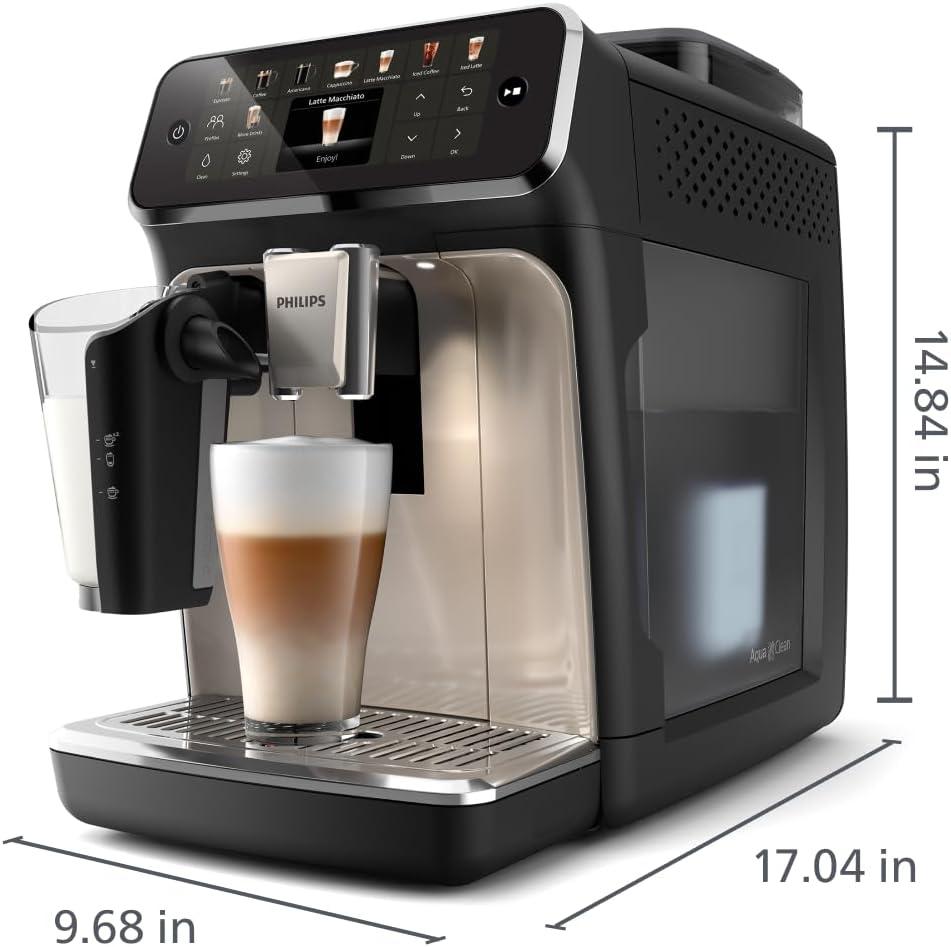 imagePhilips 5500 Series Fully Automatic Espresso Machine LatteGo Milk System Integrated Grinder 20 Hot amp Iced Coffee PreSets Quick Start SilentBrew 15Bar Pressure Black Chrome EP554494Black chromed