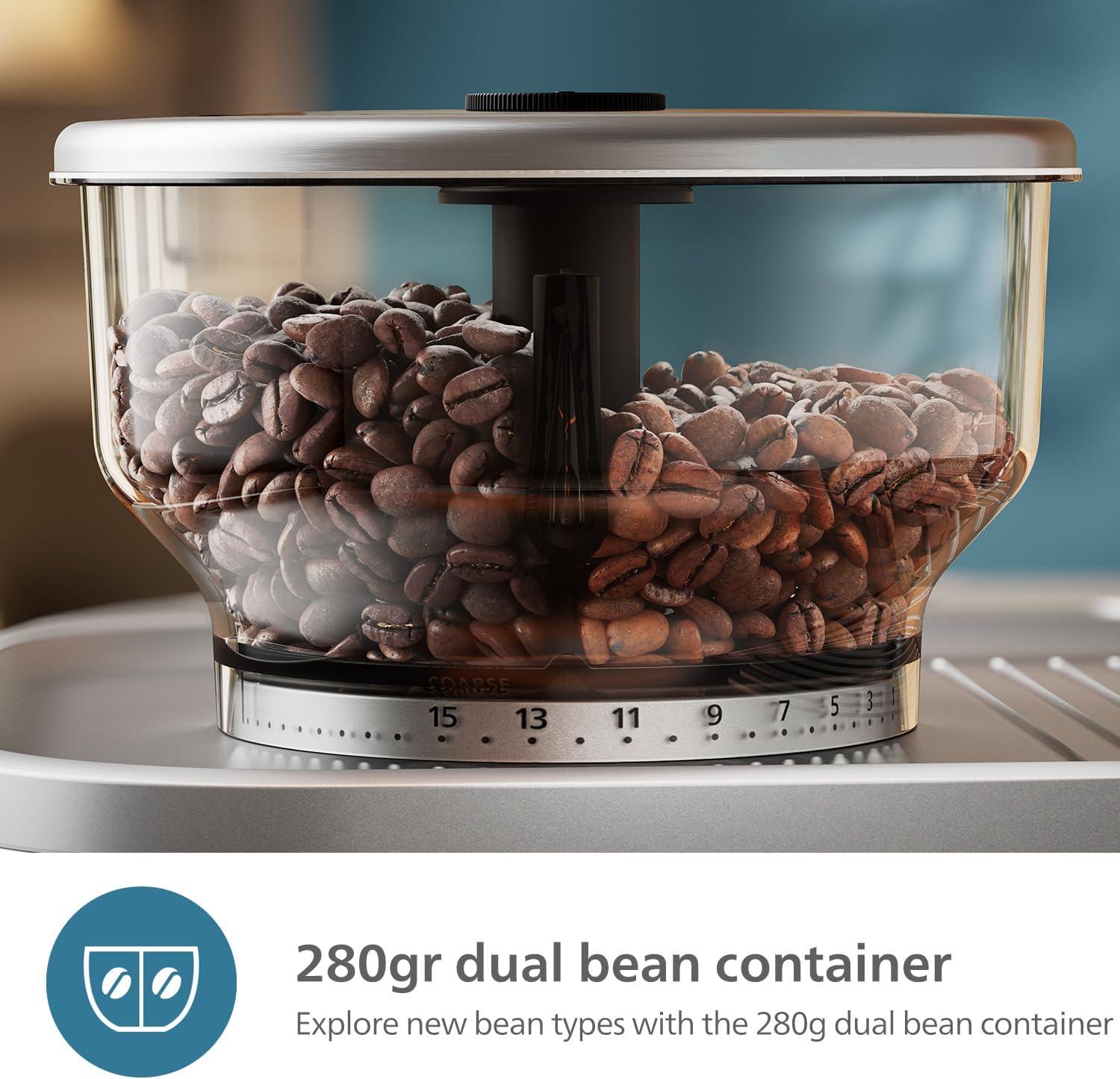 imagePhilips Barista Brew Semi Automatic Espresso Machine Single amp Double EspressoAmericano 250g Bean ContainerGrinderMilk Jug with temperature indicatorCalibrated TampingMetal Silver PSA321801Metal Cappuccino
