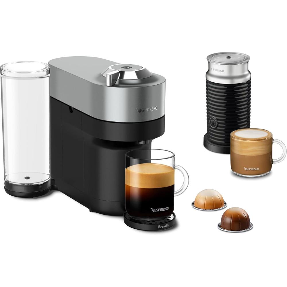 imageNespresso Festive Vertuo Pop Deluxe Coffee and Espresso Maker by Breville with Milk Frother Matte Black GoldTitan