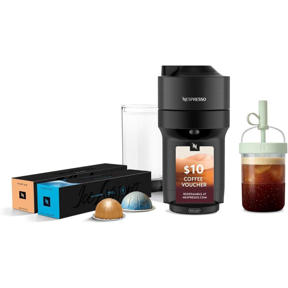 imageNespresso LimitedEdition Vertuo Pop Coffee and Espresso Maker by DeLonghi Pastel YellowLiquorice Black1
