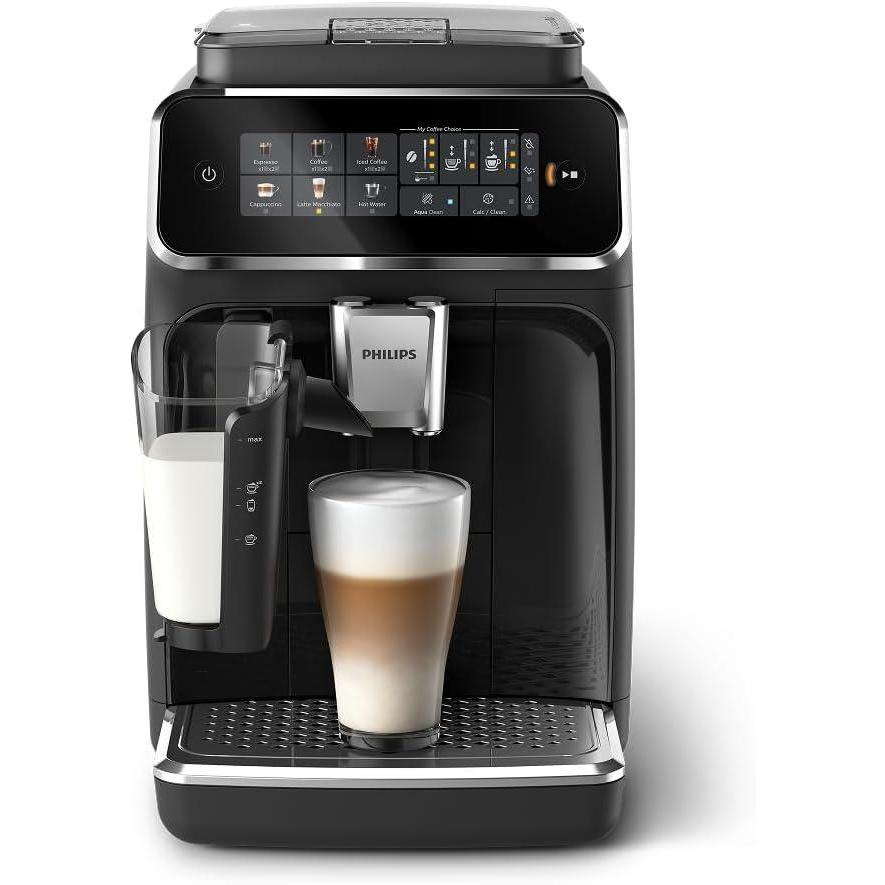 imagePhilips 3300 Series Fully Automatic Espresso Machine with integrated milk frother and grinder 5 Hot amp Iced Coffee PreSets 40 Quieter SilentBrew 15Bar Pressure Glossy Black EP332690Glossy Black Ep 3341 50
