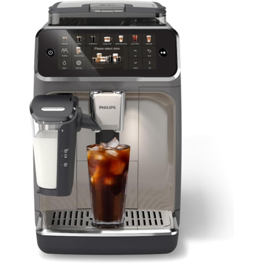 imagePhilips 5500 Series Fully Automatic Espresso Machine LatteGo Milk System Integrated Grinder 20 Hot amp Iced Coffee PreSets Quick Start SilentBrew 15Bar Pressure Black Chrome EP554494Black chromed