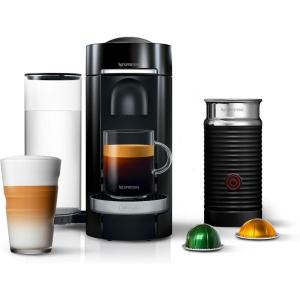 Nespresso Vertuo Plus Deluxe Coffee and Espresso Maker by De’Longhi, Titan with Aeroccino Milk Frother, 110 Volts(Black)