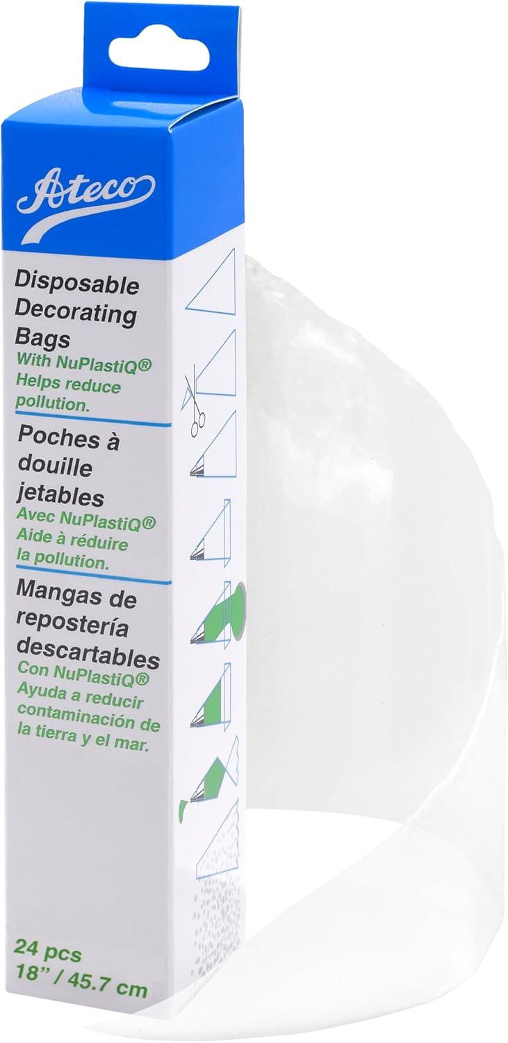 imageAteco 4412 Plastic Disposable Piping and Cake Decorating Bags with NuPlastiQ Pack of 100 ClearWhite