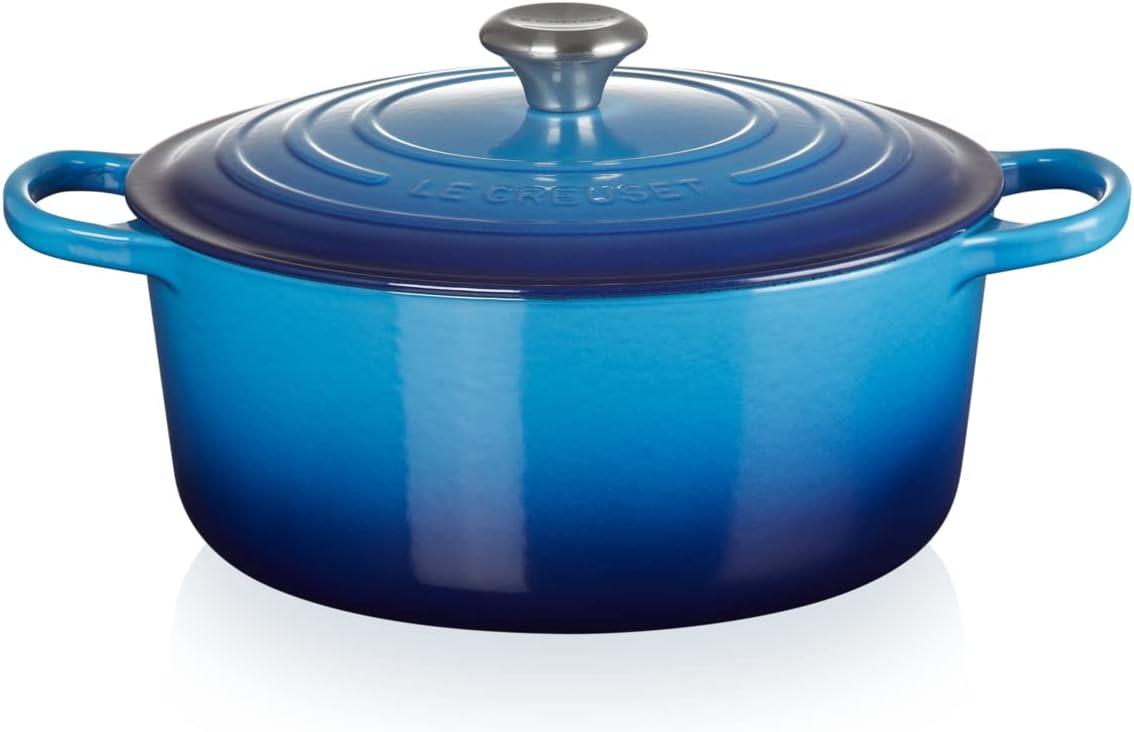 imageLe Creuset Signature Enamelled Cast Iron Round Casserole Dish With Lid 24 cm 42 Litre Azure 21177182202430Azure