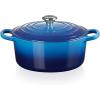 Le Creuset Signature Enamelled Cast Iron Round Casserole Dish With Lid, 24 cm, 4.2 Litre, Azure, 21177182202430(Azure)