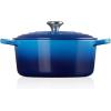 Le Creuset Signature Enamelled Cast Iron Round Casserole Dish With Lid, 24 cm, 4.2 Litre, Azure, 21177182202430(Azure)