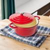 Sur La Table 4-Qt Enameled Cast Iron Dutch Oven – Oven & Broiler to 500°F, Induction Compatible, with Lid for Braising, Baking & Deep Frying, Nonstick Interior, White(Red)