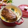 Sur La Table 5-Qt Enameled Cast Iron Dutch Oven – With Lid for Braising, Baking & Deep Frying, Induction Compatible, Oven to 500°F, Moisture-Retaining Design for Flavorful Results, Red