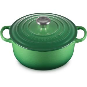 Le Creuset Signature Enamelled Cast Iron Round Casserole Dish With Lid, 24 cm, 4.2 Litre, Azure, 21177182202430(Bamboo)