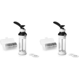 OXO Good Grips 14-Piece Cookie Press Set, Cookie Press with 12 Stainless Steel Disks and Storage Case, Holiday Baking and Everyday Treats, Essential Baking Supplies(100 (Pack of 2))