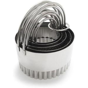 Sur La Table Stainless Steel Fluted Biscuit Cutters, Set of 5, Silver