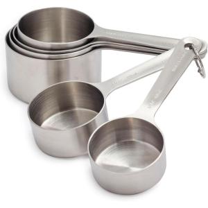 Sur La Table Stainless Steel Measuring Cups Set – 6 Nesting Cups with Easy-Open Ring, Space-Saving Design – ¼ to 1 Cup Precision for Baking & Cooking