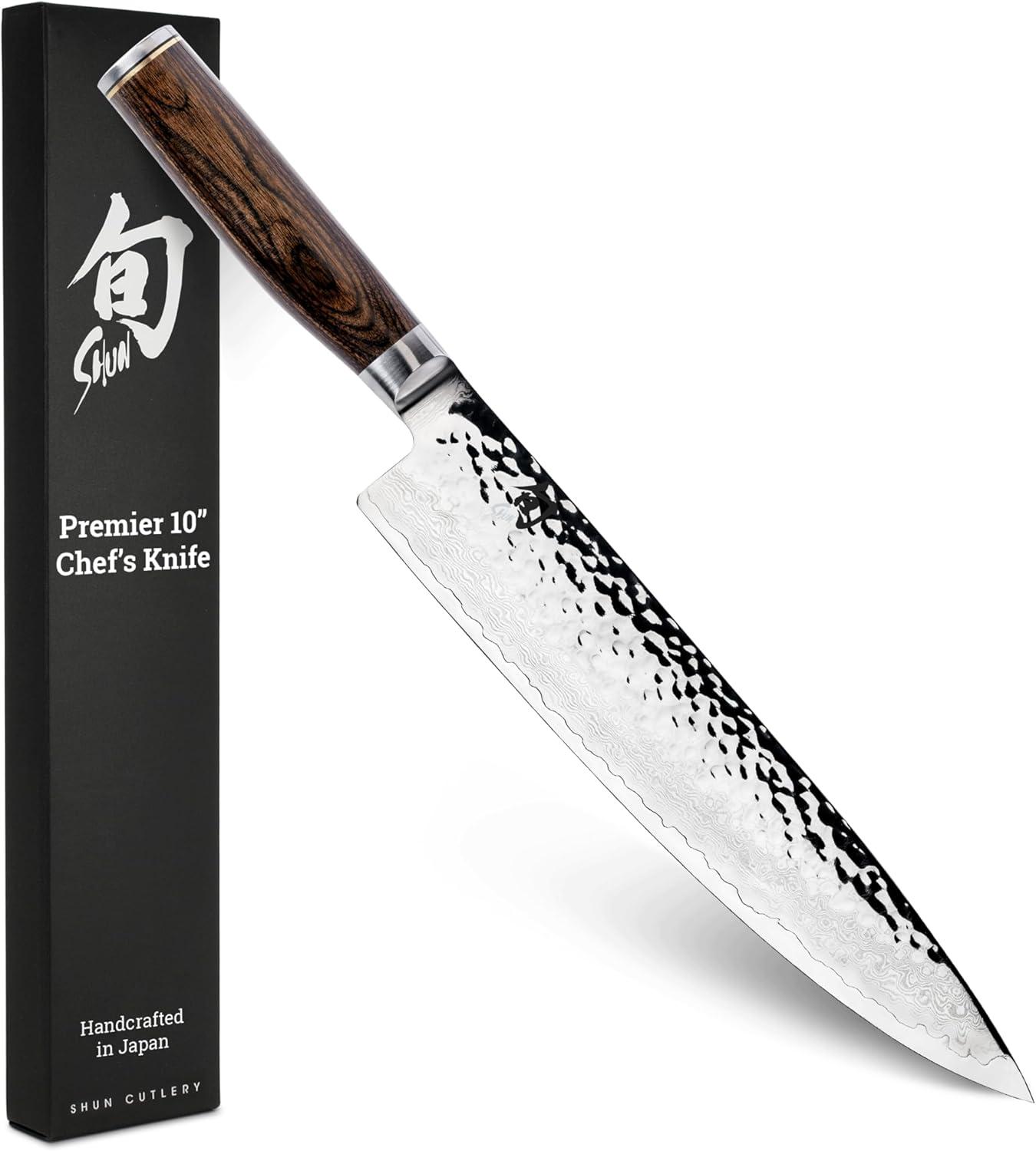 imageShun Premier Blonde 8 Chefs Knife Handcrafted Japanese Kitchen Knife for Professional and Home Chefs VGMAX Core with Damascus Stainless Steel Cladding Pakkawood HandleBrown