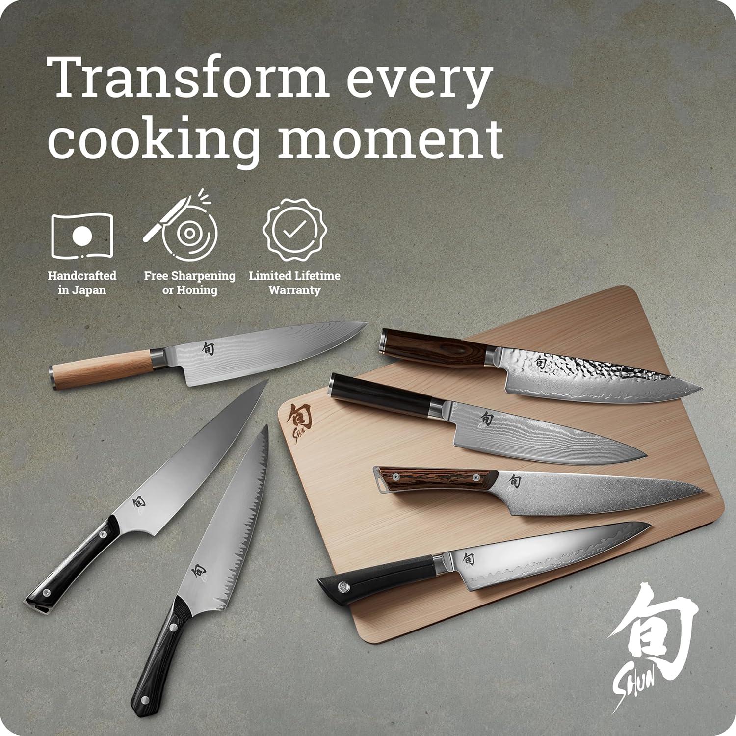 imageShun Premier Blonde 8 Chefs Knife Handcrafted Japanese Kitchen Knife for Professional and Home Chefs VGMAX Core with Damascus Stainless Steel Cladding Pakkawood HandleBlonde