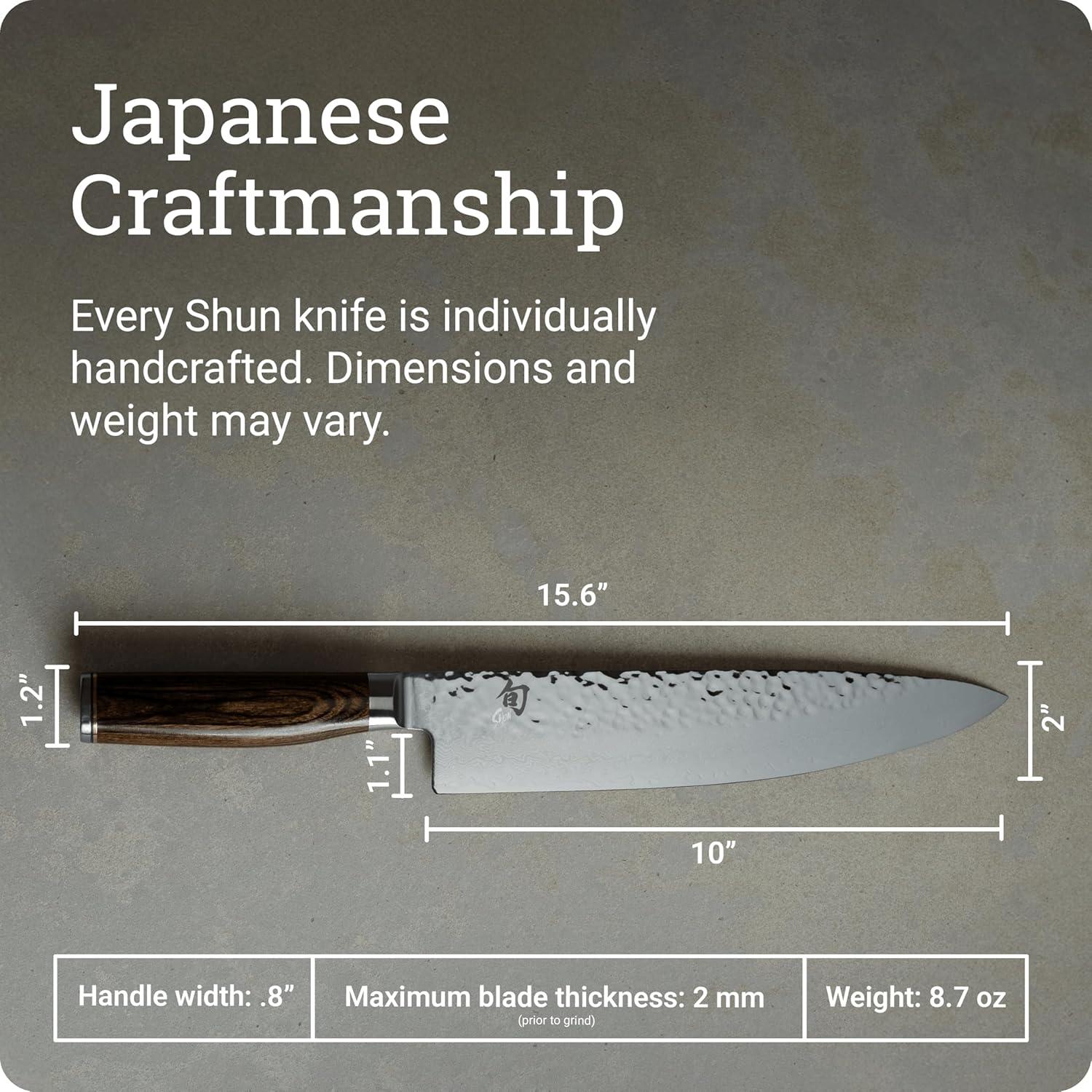 imageShun Premier Blonde 8 Chefs Knife Handcrafted Japanese Kitchen Knife for Professional and Home Chefs VGMAX Core with Damascus Stainless Steel Cladding Pakkawood HandleBrown
