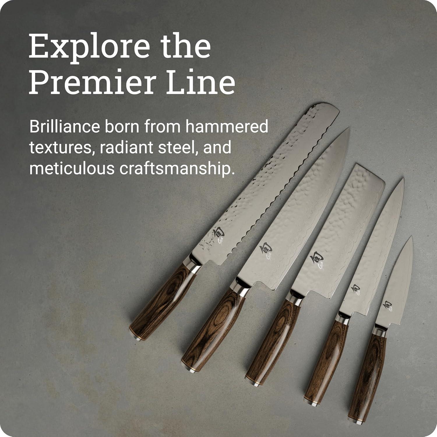 imageShun Premier Blonde 8 Chefs Knife Handcrafted Japanese Kitchen Knife for Professional and Home Chefs VGMAX Core with Damascus Stainless Steel Cladding Pakkawood HandleBrown
