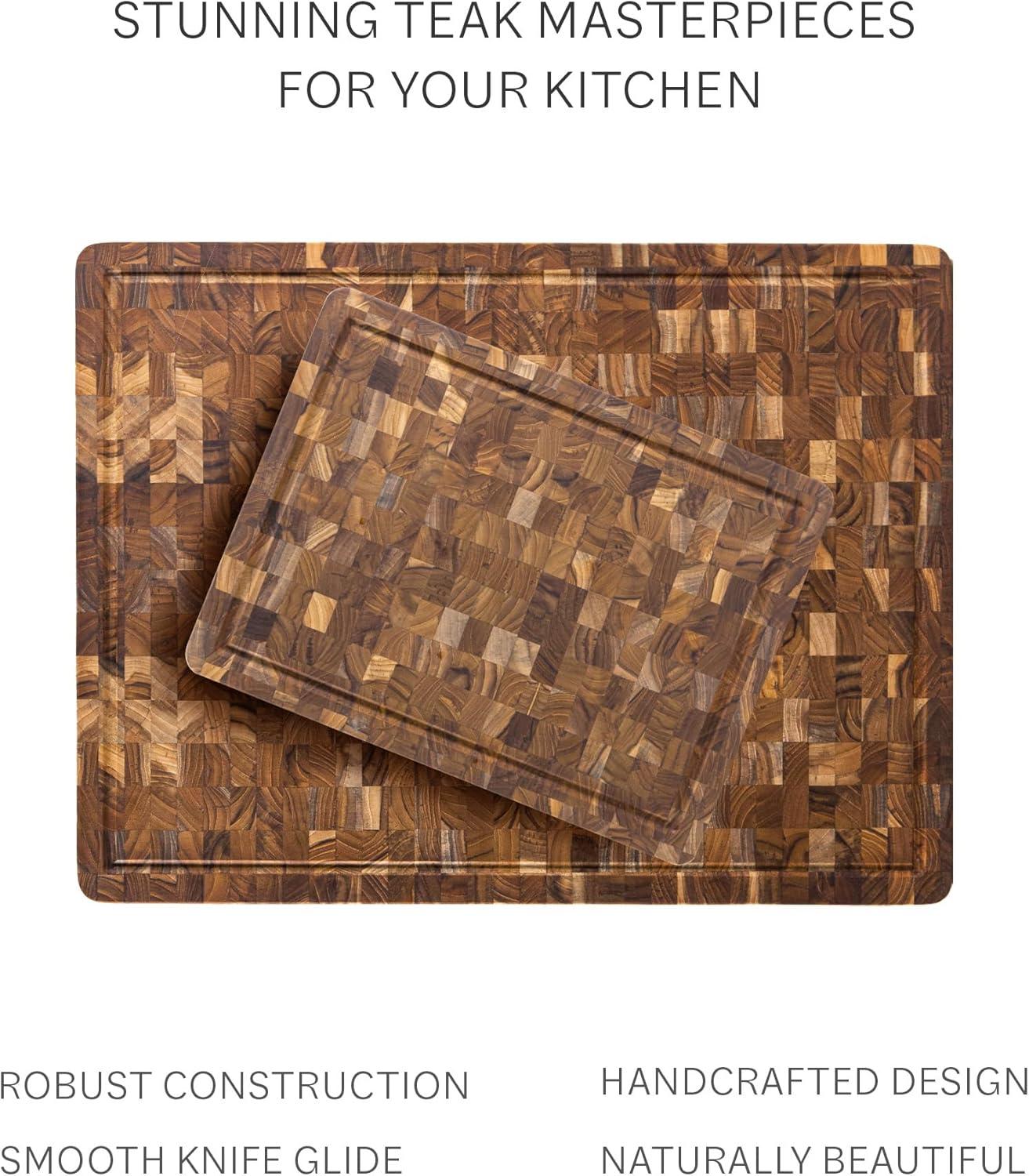 imageTeakhaus Butcher Block Cutting Board Extra Large Wooden Cutting Board Holiday Gift Ideas for Men and Women GiftReady End Grain Wood Knife Friendly FSC CertifiedMedium Thick