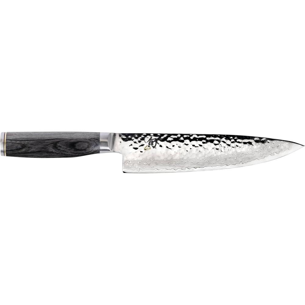 imageShun Premier Blonde 8 Chefs Knife Handcrafted Japanese Kitchen Knife for Professional and Home Chefs VGMAX Core with Damascus Stainless Steel Cladding Pakkawood HandleGray