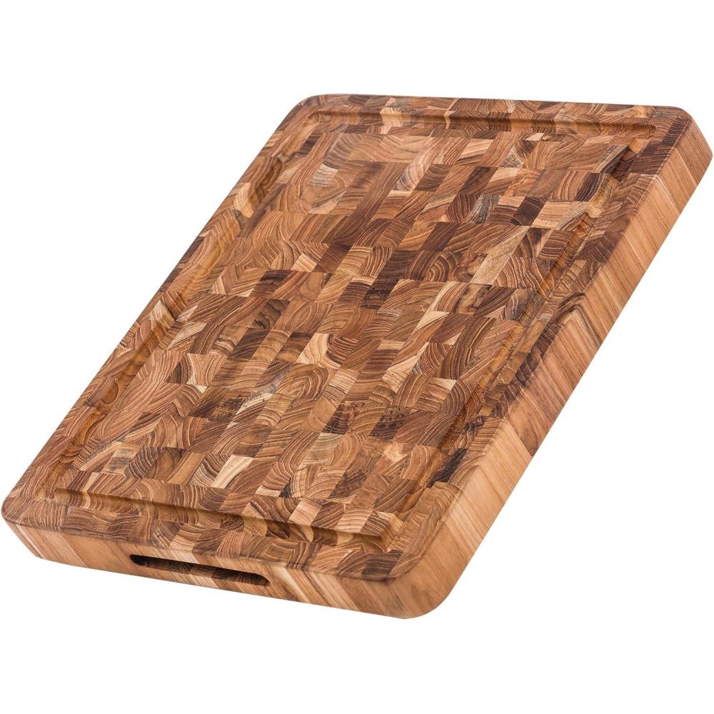 imageTeakhaus Butcher Block Cutting Board  Extra Large Wooden Cutting Board  Holiday Gift Ideas for Men and Women  GiftReady End Grain Wood Knife Friendly  FSC CertifiedMedium Thick