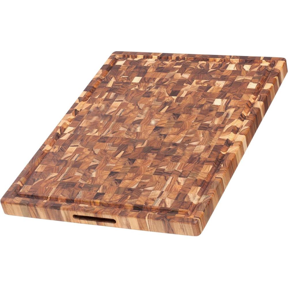 imageTeakhaus Butcher Block Cutting Board Extra Large Wooden Cutting Board Holiday Gift Ideas for Men and Women GiftReady End Grain Wood Knife Friendly FSC CertifiedRegular Thick