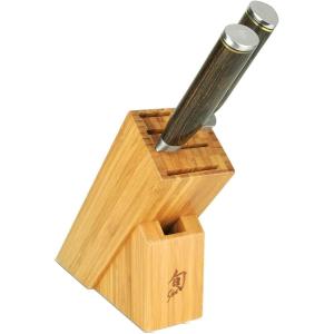 Shun Premier Blonde 5 Piece Starter Block Set, Includes 8″ Chef, 4″ Paring, 6.5″ Utility Knives, Honing Steel & Bamboo Knife Block, Handcrafted Japanese Knife Set, Pakkawood Handles(Brown)
