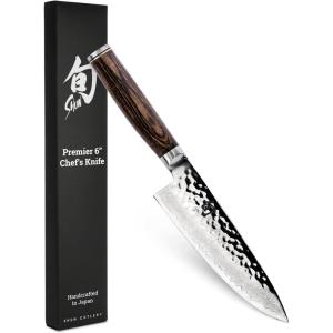 Shun Premier Blonde 8″ Chef’s Knife, Handcrafted Japanese Kitchen Knife for Professional and Home Chefs, VG-MAX Core with Damascus Stainless Steel Cladding, Pakkawood Handle(Brown)