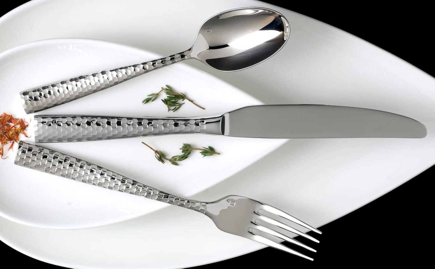 imageFortessa Lucca Faceted 1810 Stainless Steel Flatware Serving Spoon 9InchLucca Faceted