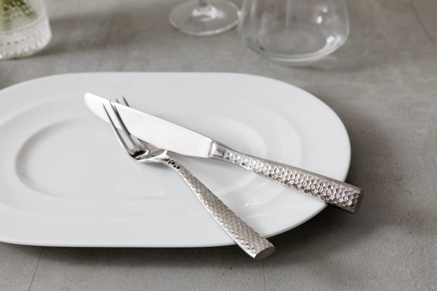 imageFortessa Lucca Faceted 1810 Stainless Steel Flatware Serving Spoon 9InchLucca Faceted