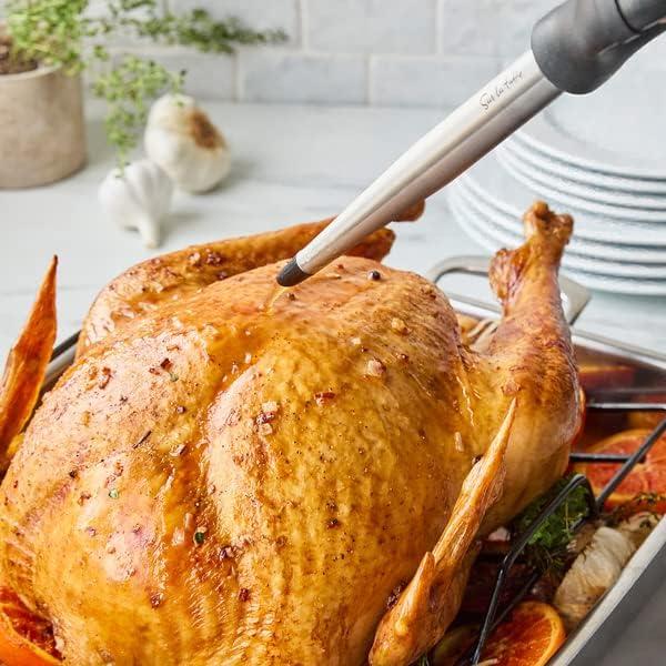 imageSur La Table Stainless Steel Baster Angled Nozzle with Removable Nylon Tip for Easy Basting amp Cleaning Dishwasher Turkey amp Roasting Tool