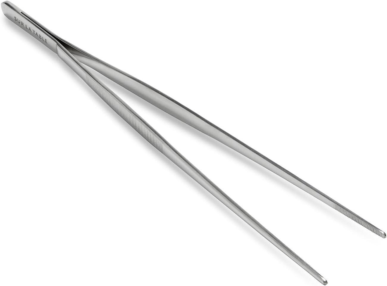 imageSur La Table Stainless Steel Tweezer Tongs 12 Precision Kitchen Tool for Plating Tossing amp Grilling Lightweight amp Durable with Comfortable Grip Professional Chef Quality