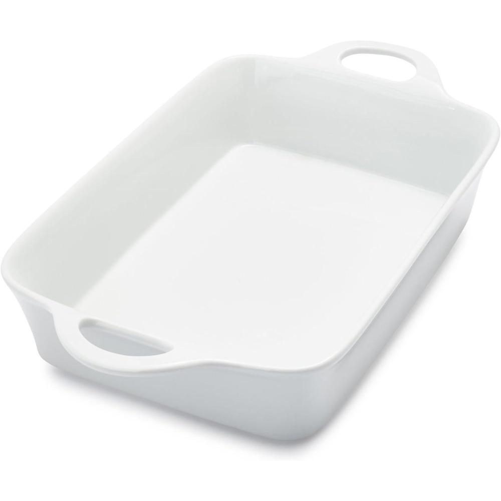 imageSur La Table 4 Qt Porcelain Baking Dish Rectangular Casserole Baker for Pasta Roasted Veggies amp Desserts Classic White Glaze Oven to Table Nesting Bakeware Dishwasher