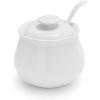 Sur La Table White Porcelain Sugar Bowl with Spoon – 11 oz Coffee & Tea Sugar Holder, Simple & Stylish Whiteware for Everyday Use or Entertaining, Matching Creamer Available, Dishwasher – Includes 4″