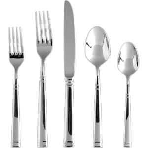 Fortessa Bistro 18/10 Stainless Steel Flatware Serving Spoon, 8.9-Inch,Silver(5-Piece)