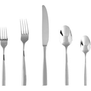 Fortessa Lucca Faceted 18/10 Stainless Steel Flatware Serving Spoon, 9-Inch(Contemporary)