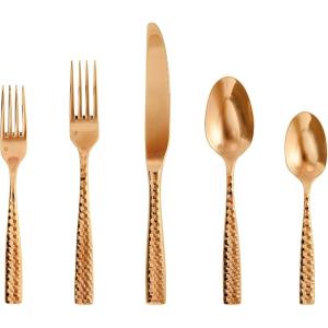 Fortessa Lucca Faceted 18/10 Stainless Steel Flatware Serving Spoon, 9-Inch(Lucca Faceted Rose Gold)