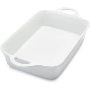 Sur La Table 4 Qt Porcelain Baking Dish – Rectangular Casserole Baker for Pasta, Roasted Veggies & Desserts, Classic White Glaze, Oven to Table, Nesting Bakeware, Dishwasher