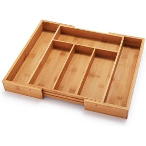 Sur La Table Expandable Bamboo Silverware Tray, Brown(Brown)