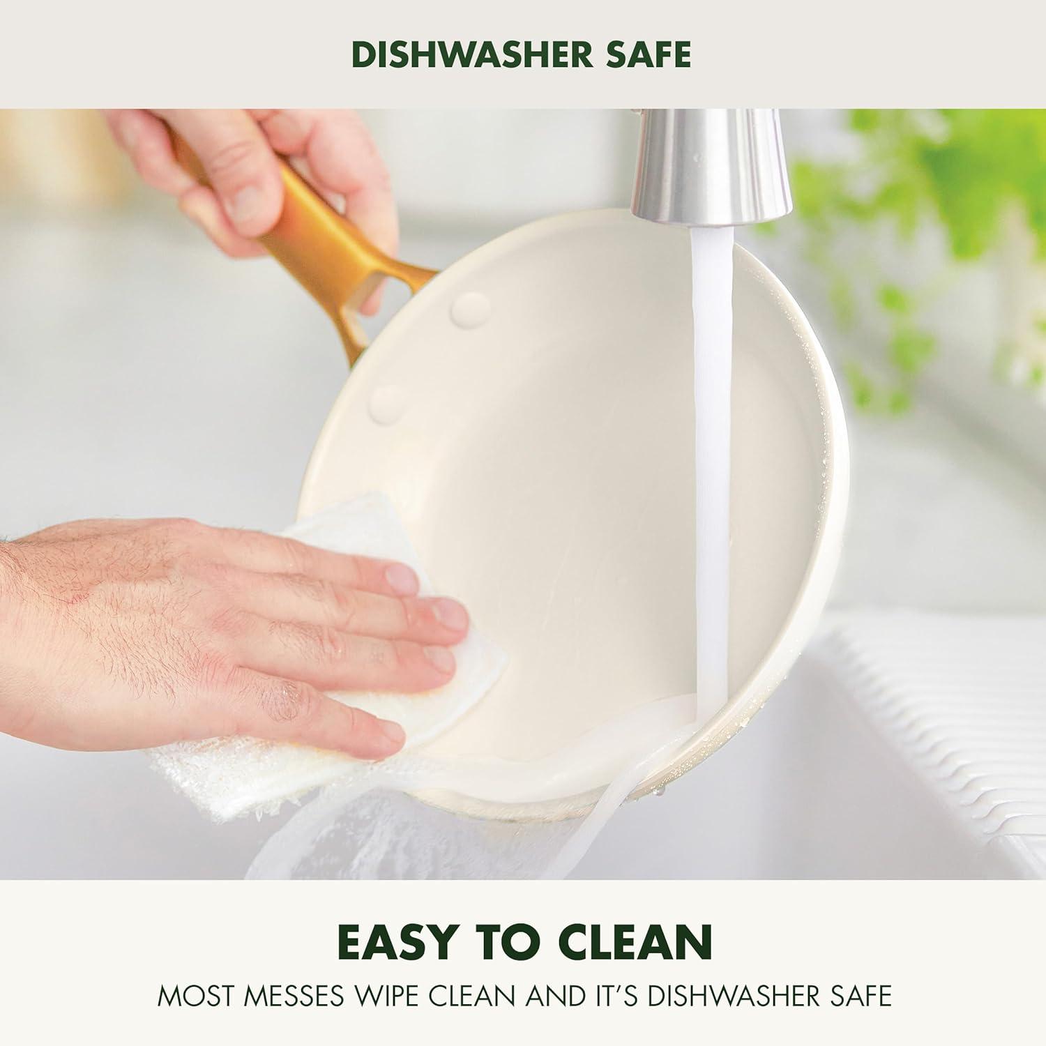imageGreenPan Hard Anodized Healthy Ceramic Nonstick 10 and 12 Frying Pan Skillet Set Gold Handle PFASFree Dishwasher Safe Oven Safe TaupeCream White