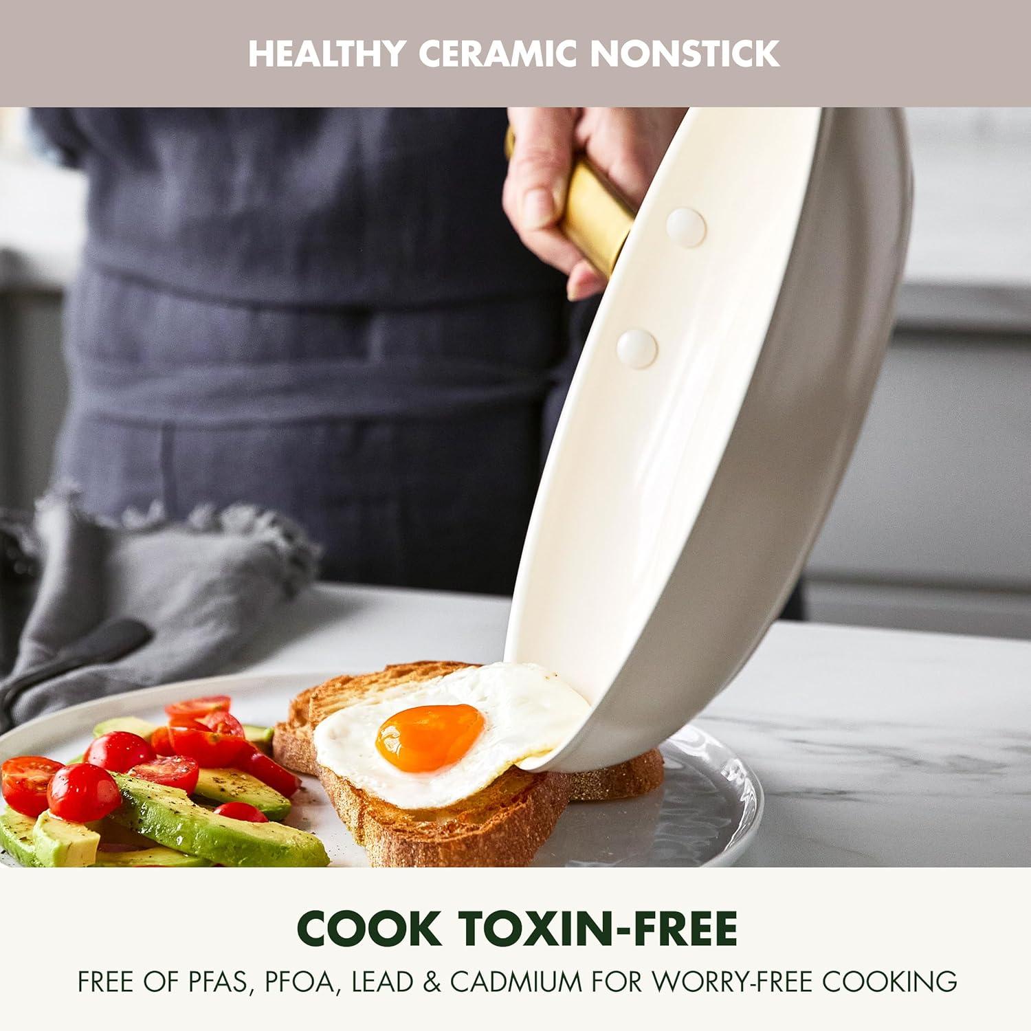 imageGreenPan Hard Anodized Healthy Ceramic Nonstick 10 and 12 Frying Pan Skillet Set Gold Handle PFASFree Dishwasher Safe Oven Safe TaupeTaupe