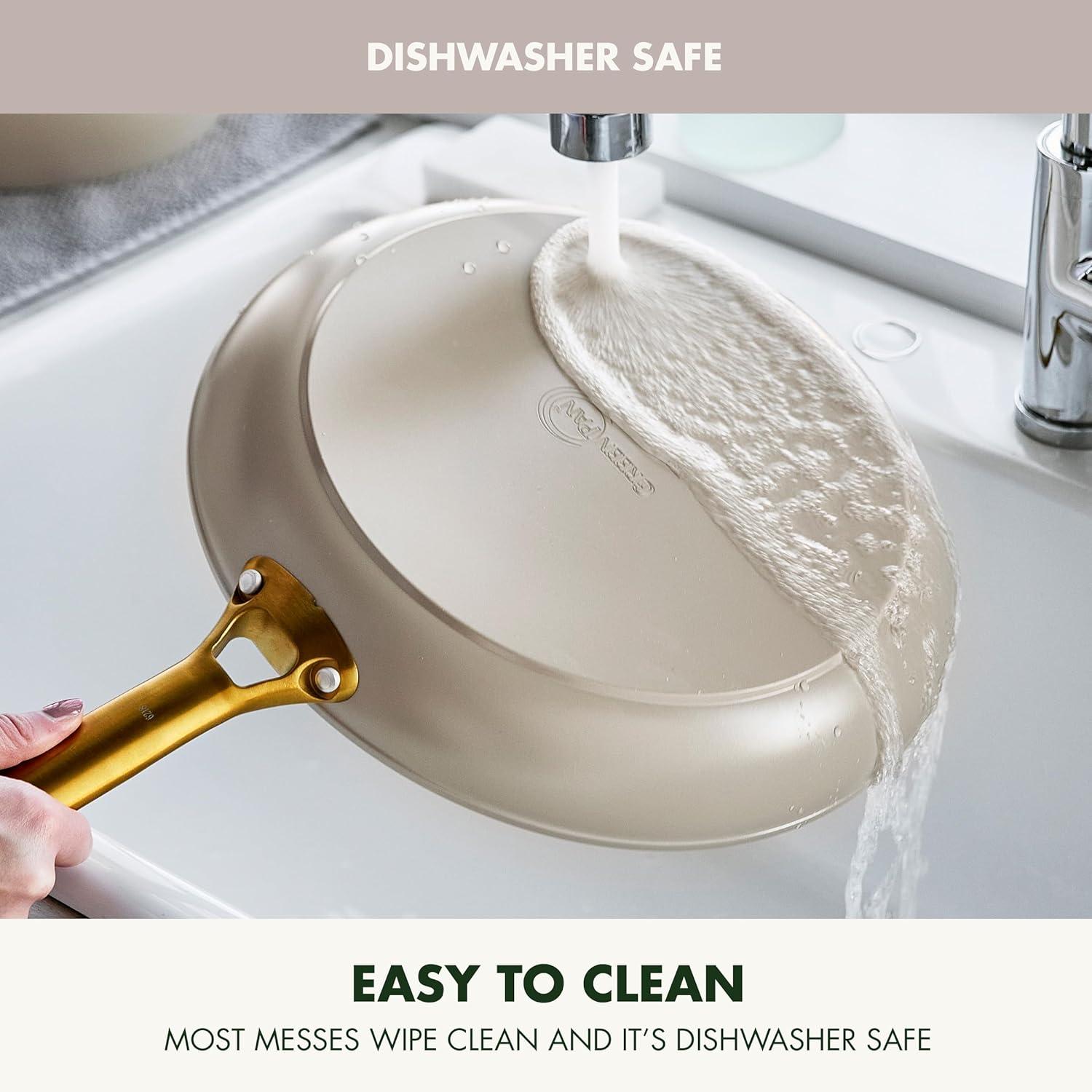 imageGreenPan Hard Anodized Healthy Ceramic Nonstick 10 and 12 Frying Pan Skillet Set Gold Handle PFASFree Dishwasher Safe Oven Safe TaupeTaupe