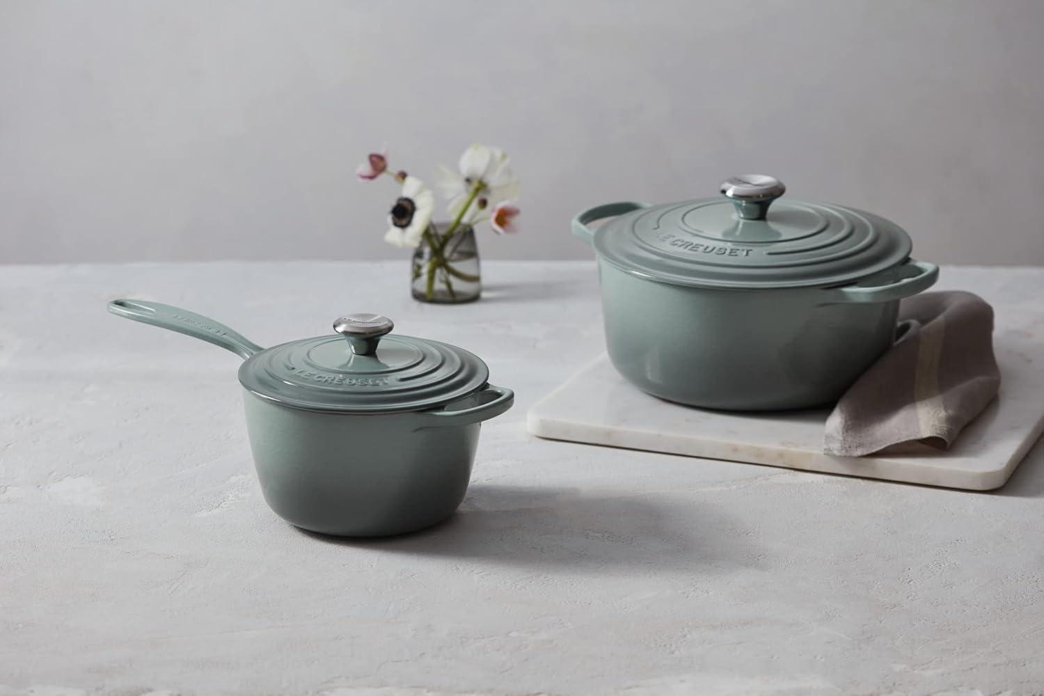 imageLe Creuset Enameled Cast Iron Signature Saucepan 225 qt FlameSea Salt