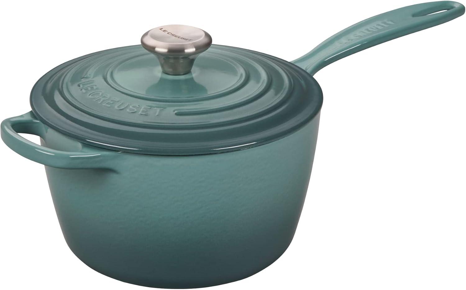 imageLe Creuset Enameled Cast Iron Signature Saucepan 225 qt FlameSea Salt
