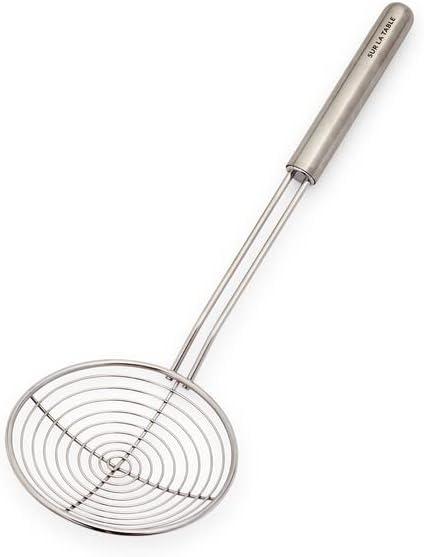 imageSur La Table Stainless Steel Wire Skimmer 188 Steel with Long 14 Handle for Lifting Fried or Delicate Foods Weighted Ergonomic Grip Dishwasher