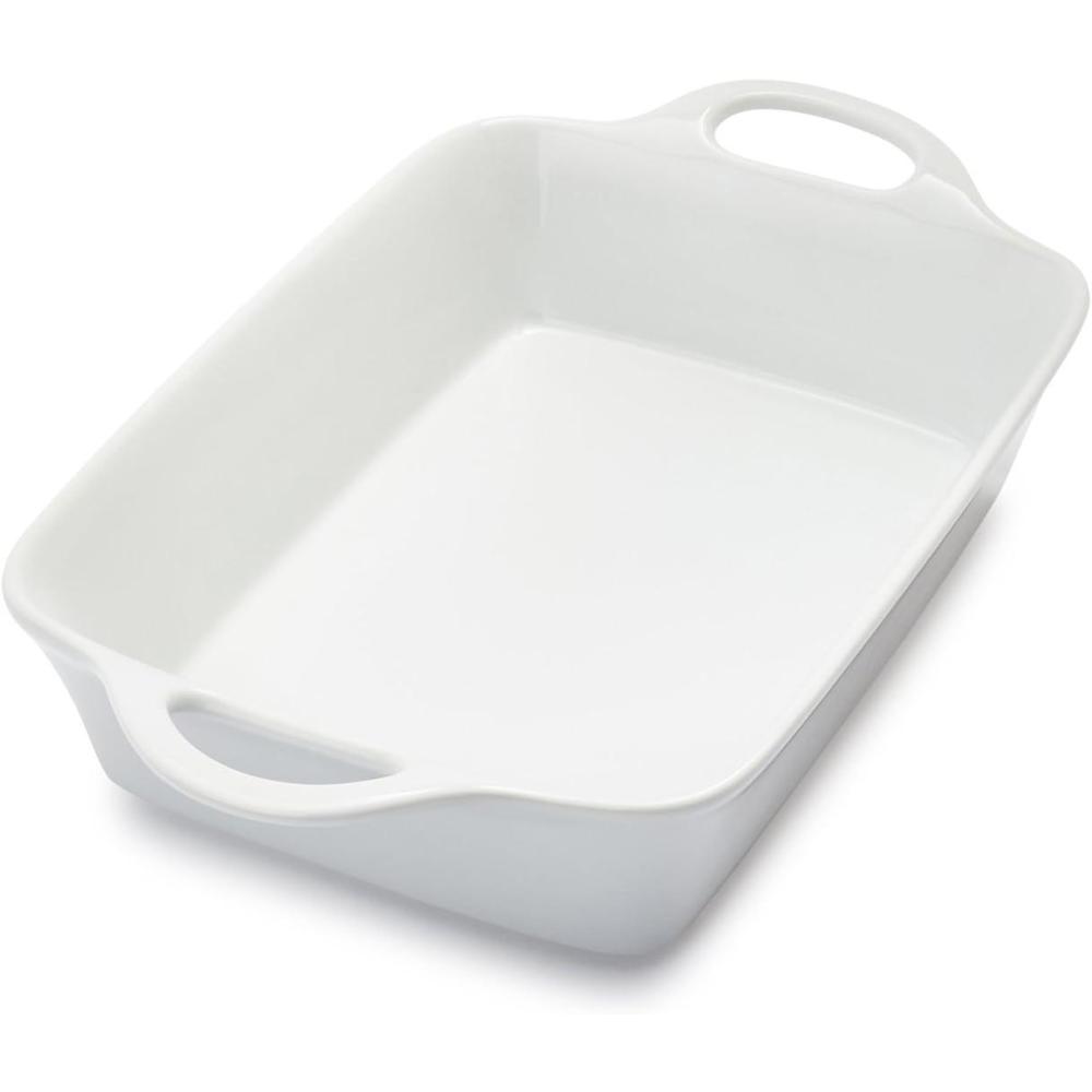 imageSur La Table 2 Qt Porcelain Baking Dish Rectangular Casserole Baker for Pasta Roasted Veggies amp Desserts Classic White Glaze Oven to Table Nesting Bakeware Dishwasher